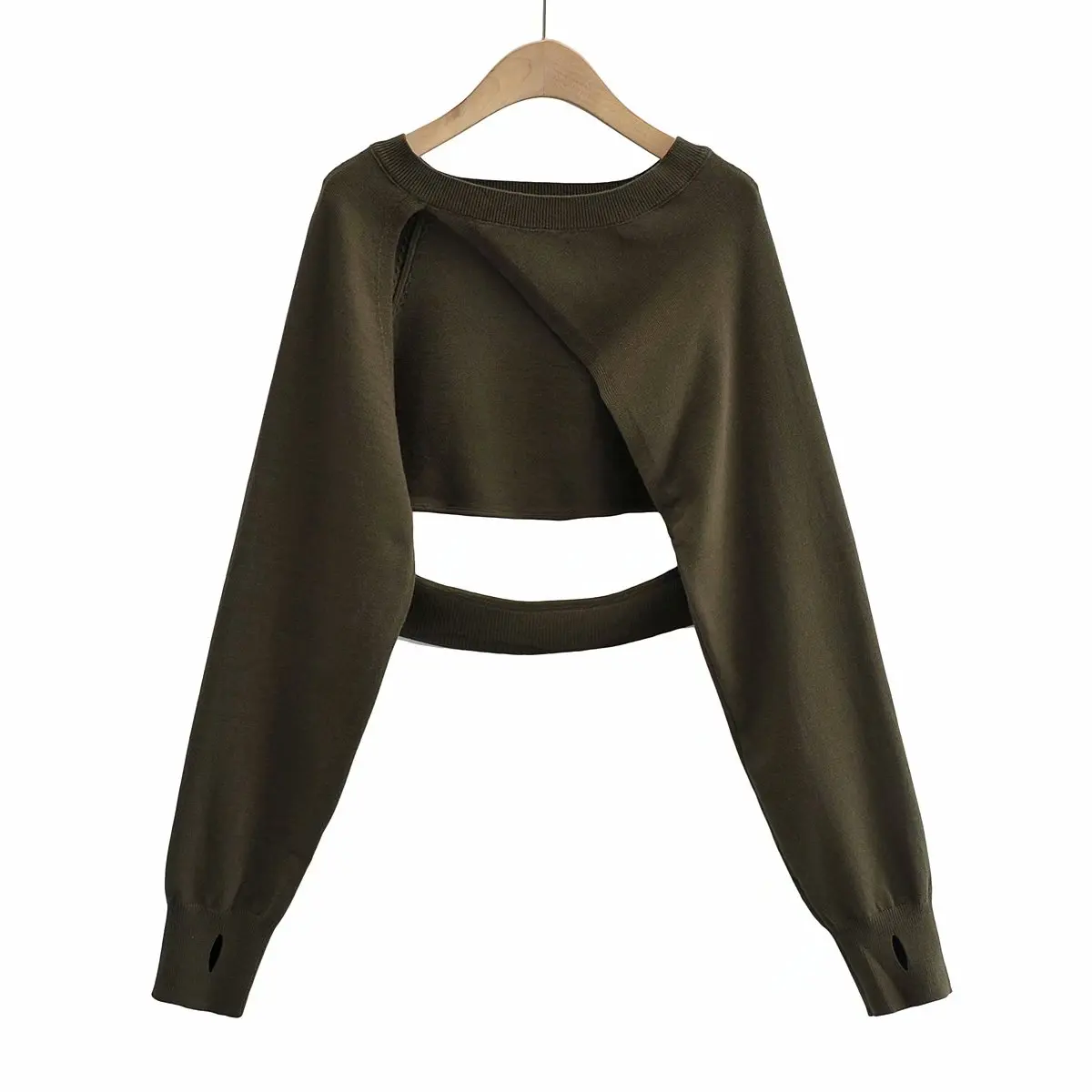 Fall 2024 womens fashion tops knitted long sleeve crop top korean style cropped sweater sexy short pullovers streetwear Autumn