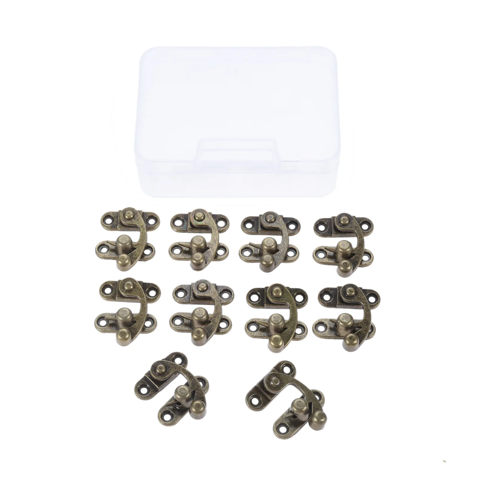 10pcs 29*33mm Antique Bronze Horn Lock Decorative Latch Hasps Hook Gift Wooden Jewelry Box Padlock with Screws