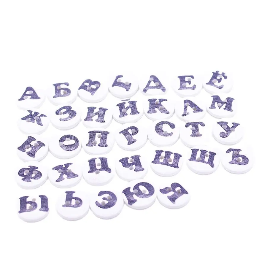 

CMCYILING Letters Wooden Buttons For Needlework Sewing Crafts Scrapbooking Decorative Accessories White Buttons 2 Holes 33Pcs