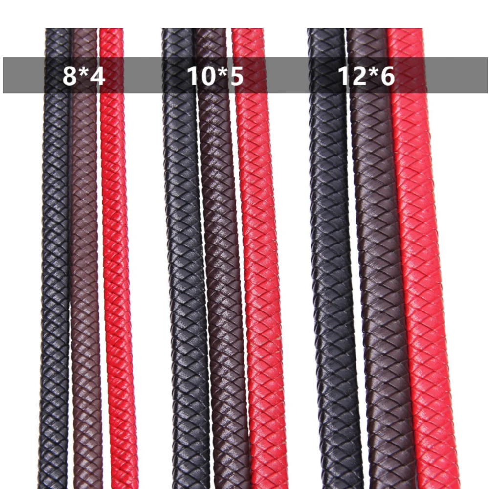 1M 8x4/10x5/12x6MM Flaches Geflochtenes Rindsleder-Armband Zubehör Echtes Lederband Schnur Seil DIY Halsketten- und Armbandherstellung – Detail 4