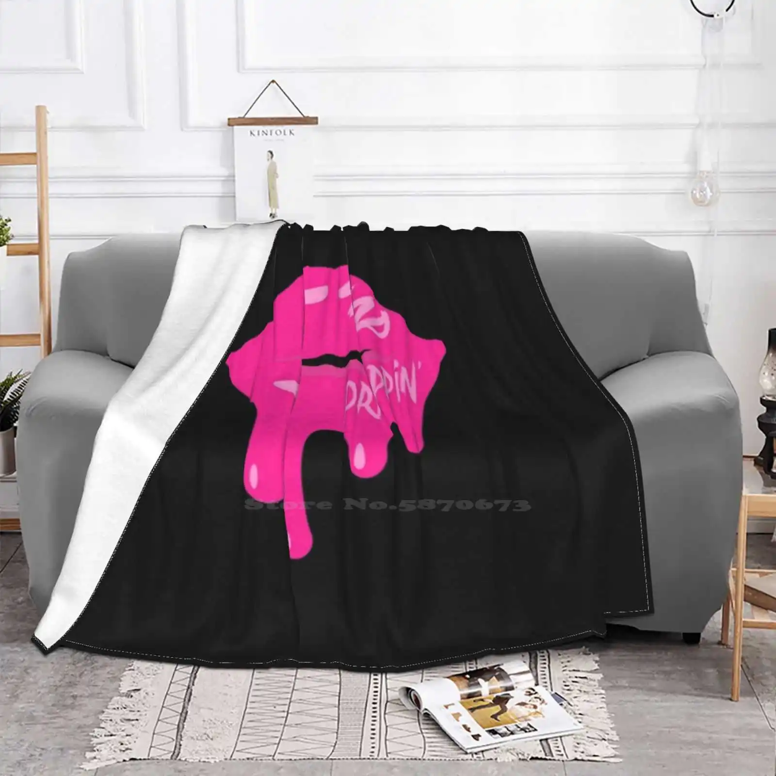 Wap Wet Lips Dripping Adult Hip Hop Rap Trend Gift Hip Hop For Home Sofa Bed Camping Car Plane Travel Portable Blanket Wap