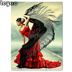 5d Diamond Painting Portrait Red Dress Dancer Full Set Diamond Embroidery With Square Round Stones Diamond Mosaic Home Decor