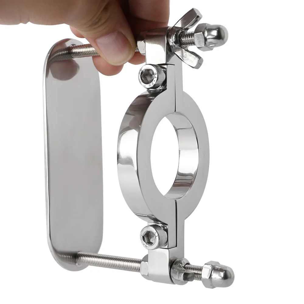 Male Stainless Steel Ball Smasher Squeezer Penis Crusher Scrotum Bondage BDSM ball Stretcher Scrotal Fixture Sex Toyes