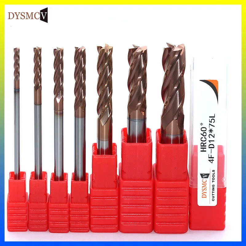 HRC60 3 mm 4 mm 5 mm 4-slot carbide end mill standard length 75 mm side milling slotted profile end mill