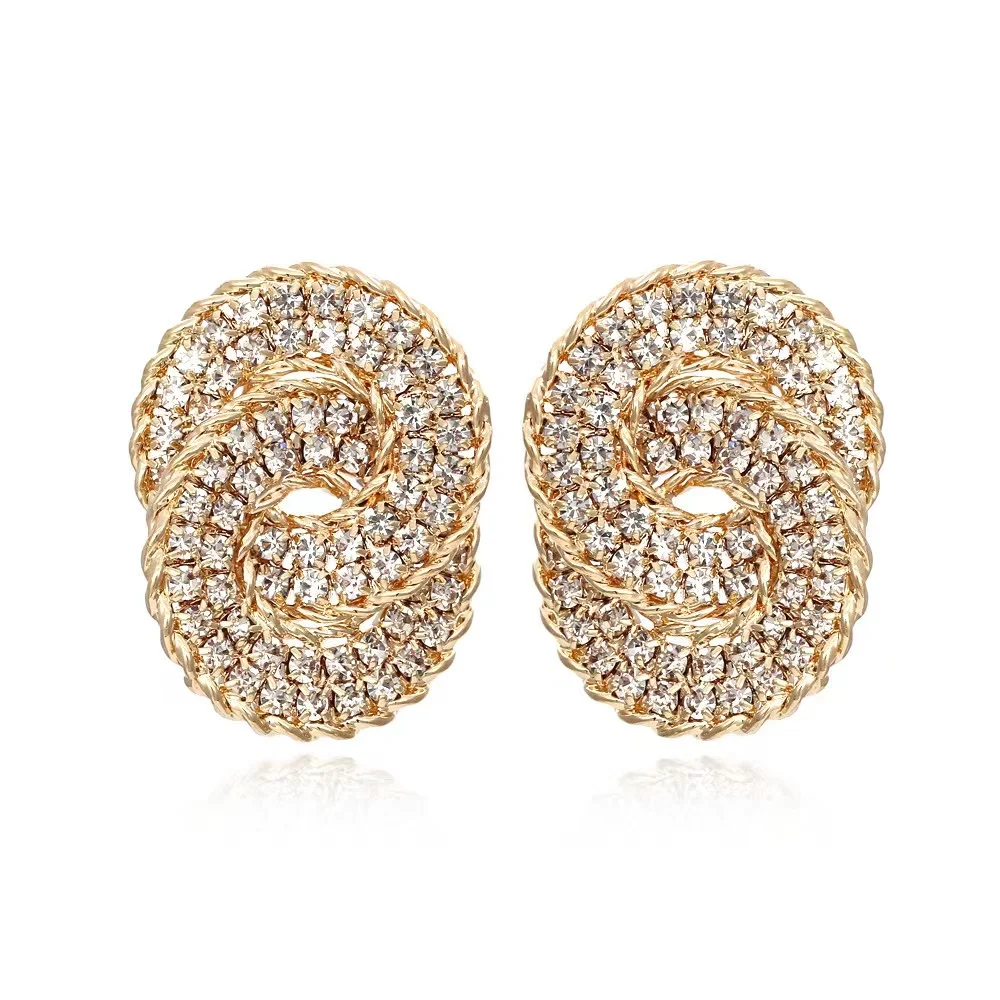 High-quality luxury gold-plated copper and Zircon double hoop earrings for women, trendy fashion gothic vintage shiny jewelry