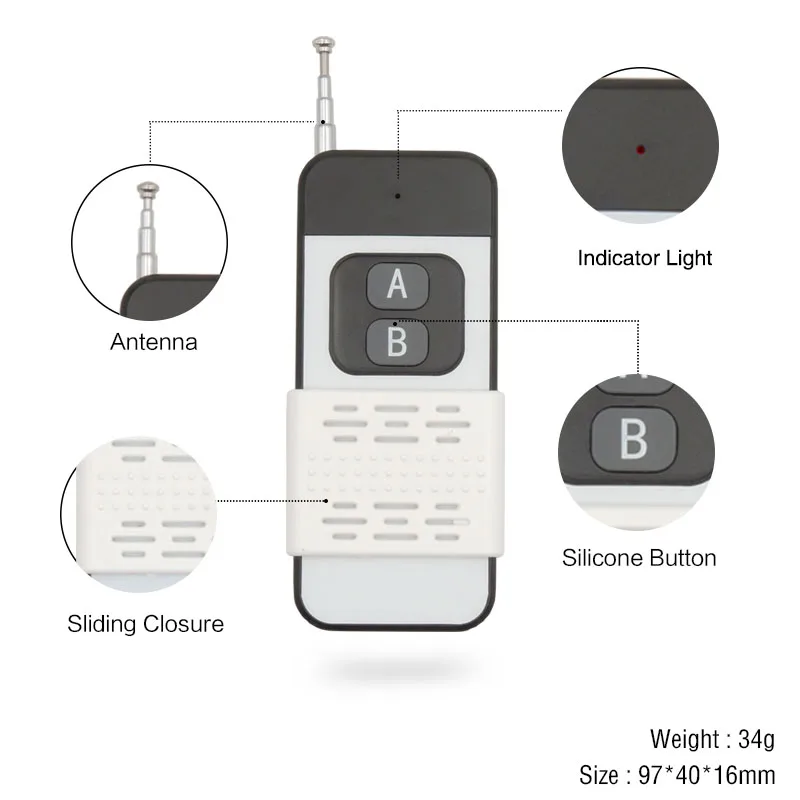 Diese 433Mhz 1000-Meters Remote Control 1CH Universal Wireless RF Relay 12V Controller and Transmitter, DIY Smart remote control