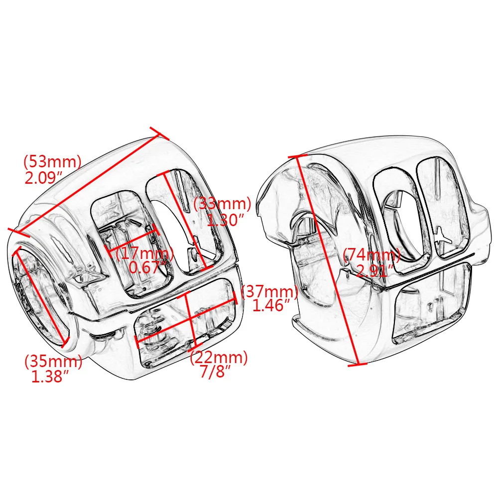 Motorcycle Chrome Handlebar Control Switch Housings Cover and Switch Cap Buttons Kit For Harley Touring Road King Dyna Softail