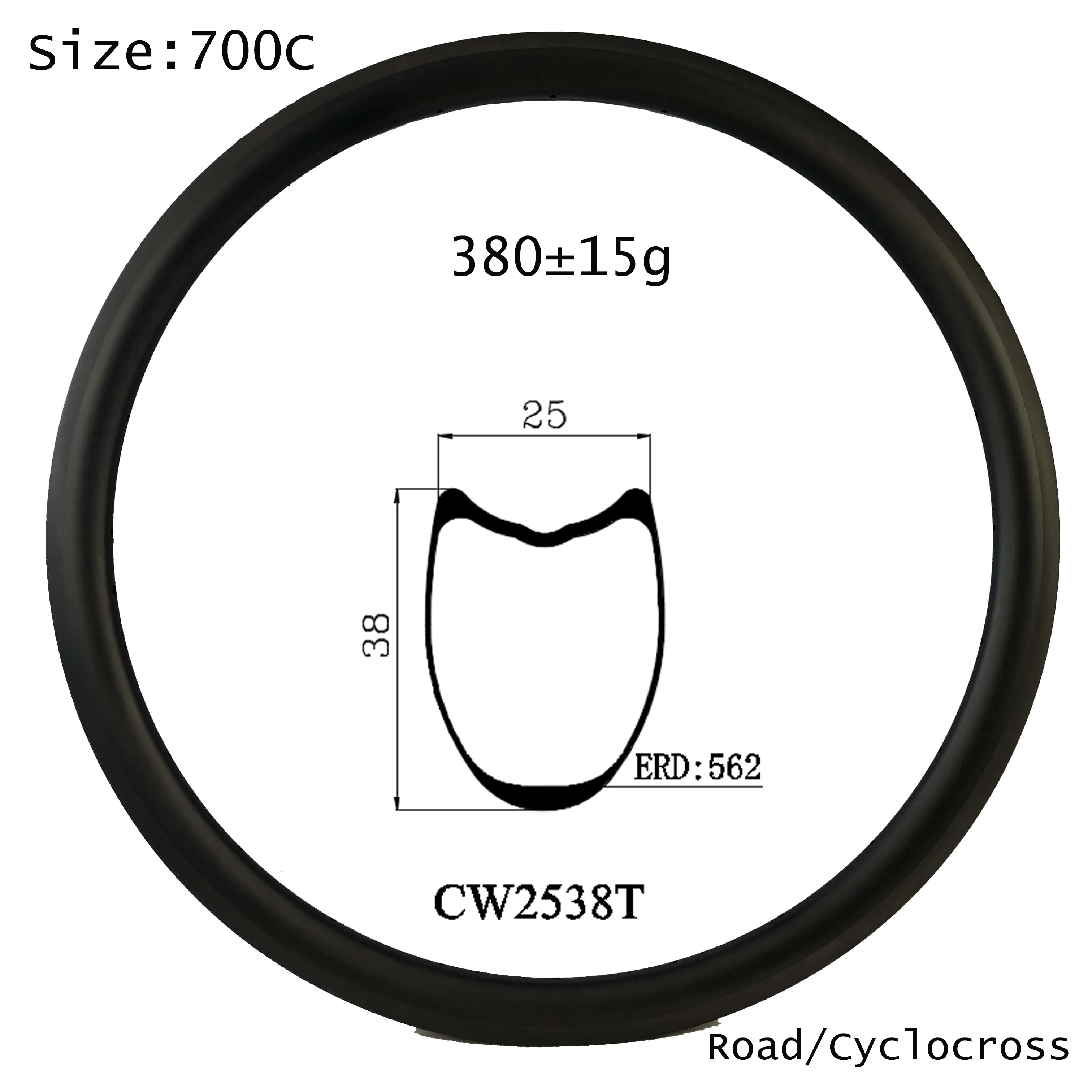 

Cyclocross Carbon Track Rims 700C U Shape 25Mm Roue Carbone 38Mm Tubular Matt/Shiny Available Cycle Part China Racing Bike Wheel