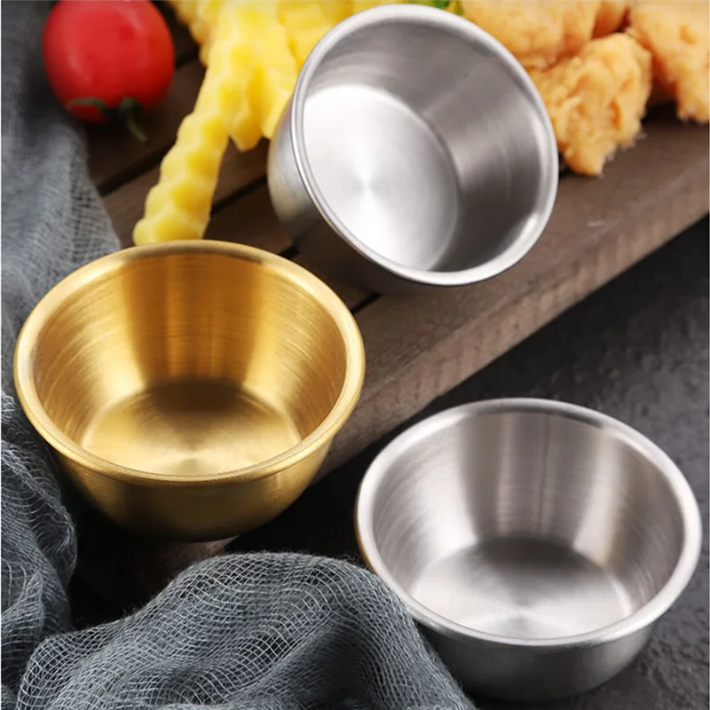 Korean 304 Stainless Steel Sauce Dishes Tableware Seasoning Spice Plates Serving Tray Ketchup Dipping Bowl Cup Kitchen Supplies