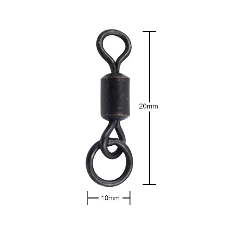 Mosodo 20PCS Carp Fishing Swivels Quick Change Flexi Ring Swivels Matt Black Micro Hook Ring Link Ring with Rolling Swivel