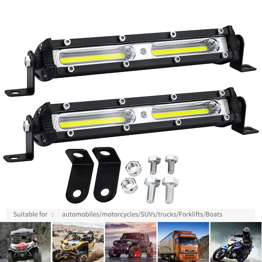 1PCS Car LED Work Light 12V 24V LED Spotlight Work Light Bar 6500K Strip Spot Fog Lamp For Auto Truck Lorry Trailer SUV Vehicle