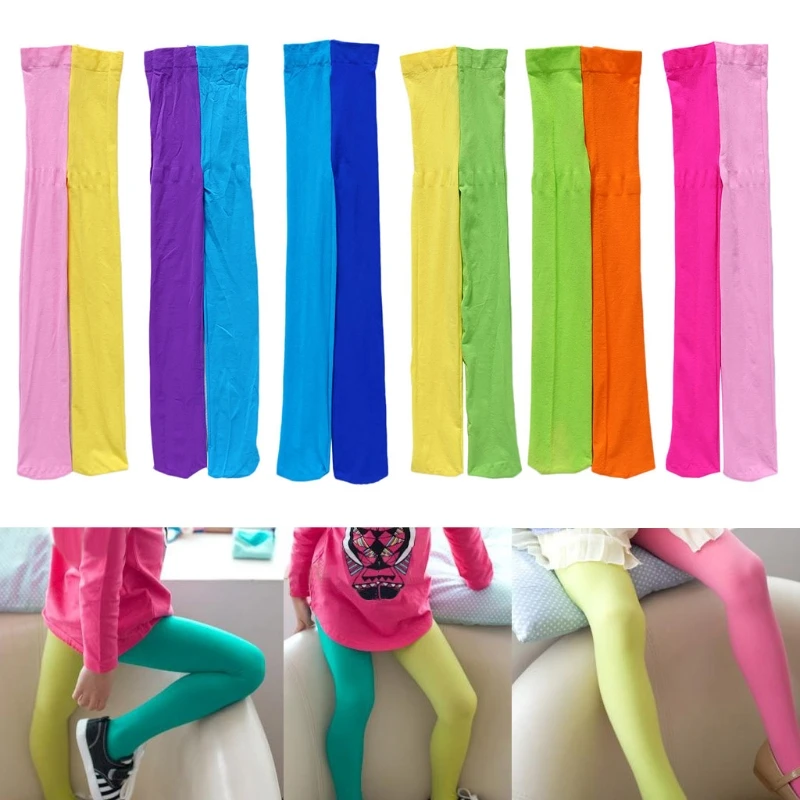 Candy Color Mixed Tights for Girls Patchwork Baby Stretch Trouser Kids Dance Leggings Pantyhose Socks 3-12Y