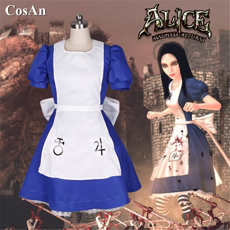 

Hot Anime Alice: Madness Returns Cosplay Costume Lovely Sweet Maid Outfit Unisex Activity Party Role Play Clothing Custom-Make