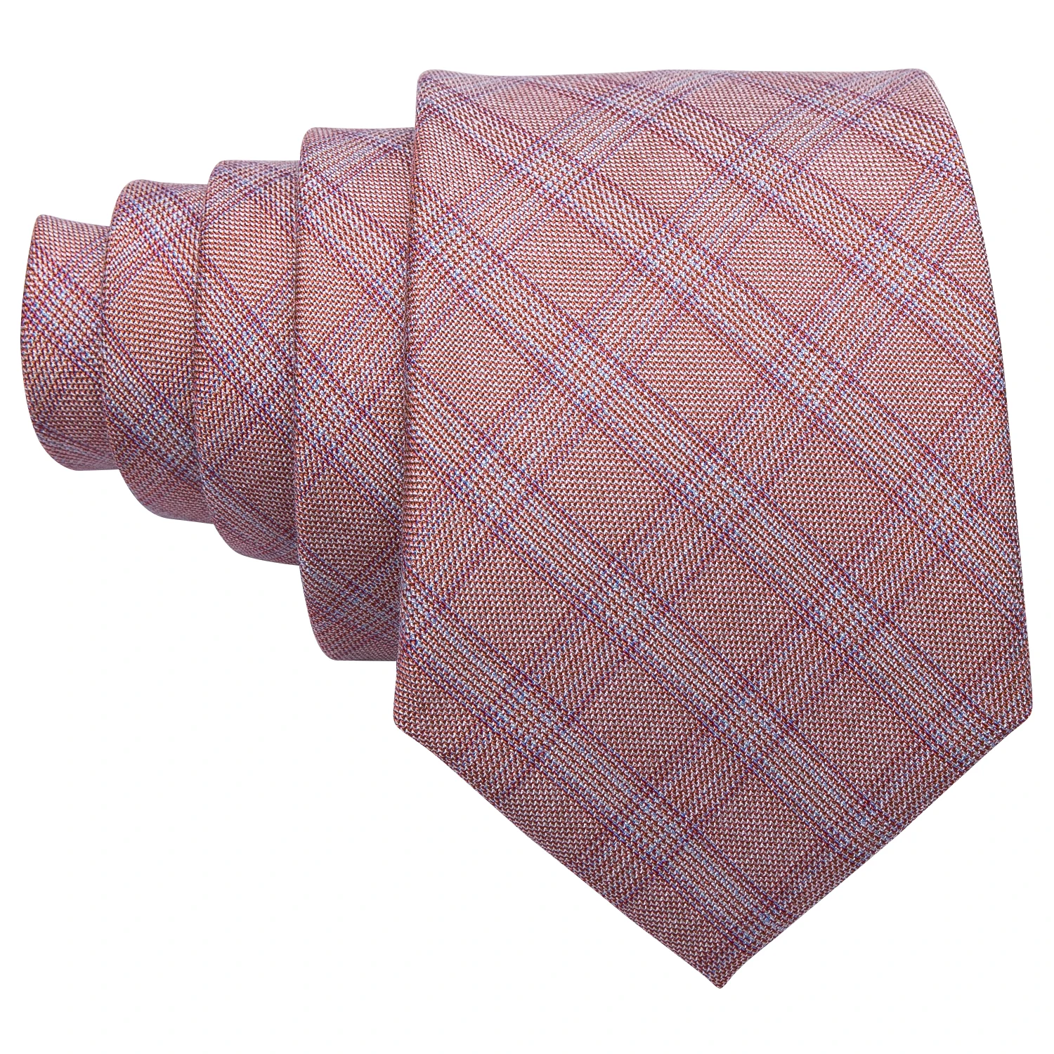 Barry.Wang Mens Pink Plaid Waistcoat Blend Tailored Collar V-neck 3 Pocket Check Vest Tie Set Formal Leisure MD-2301