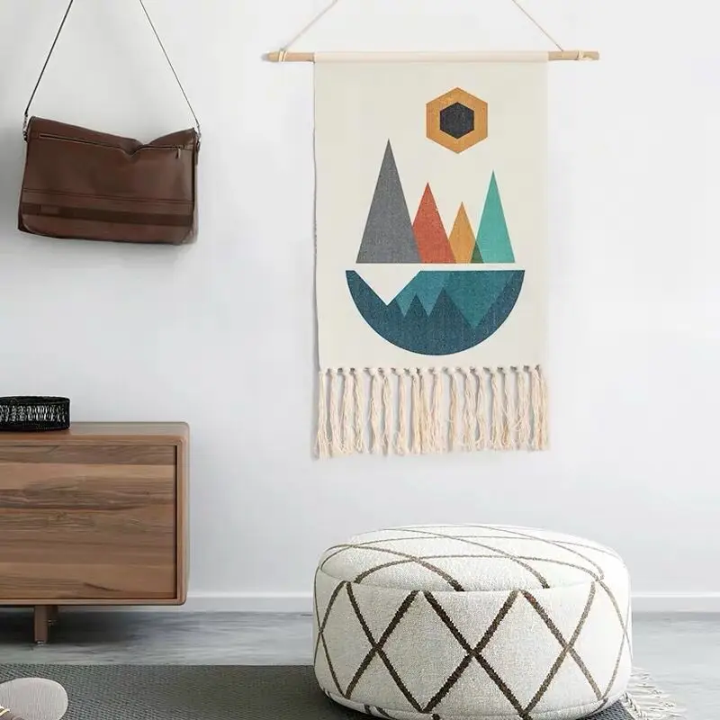 Home Decor makrama wiszący gobelin ścienny bawełniany frędzel ręcznie tkane czeskie geometryczne płótno artystyczne tło tkanina gobelin