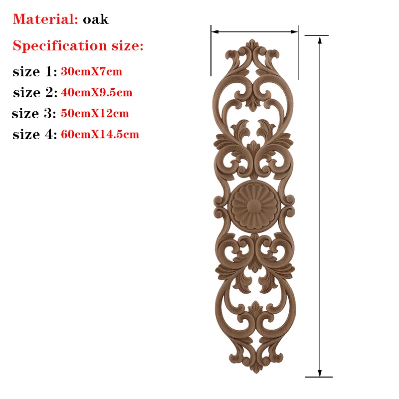 RUNBAZEF 1PC New Decorative Wood Appliques Unpainted Oak Carved Wave Flower Onlay Decal Corner  Home Furniture Door Decor Crafts