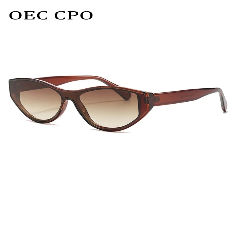 Oec cpo Mode kleine einteilige Sonnenbrille Frauen Vintage Cat Eye Sonnenbrille für weibliche Marke einzigartige Punk-Farben uv400 oculos