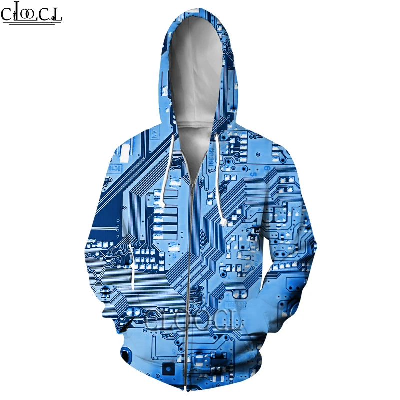 HX 2021  Popular Electronic Chip Zipper Hoodies Men Women 3D Print Jogging Fashion Hip Hop Harajuku Hot Selling Casual Tops