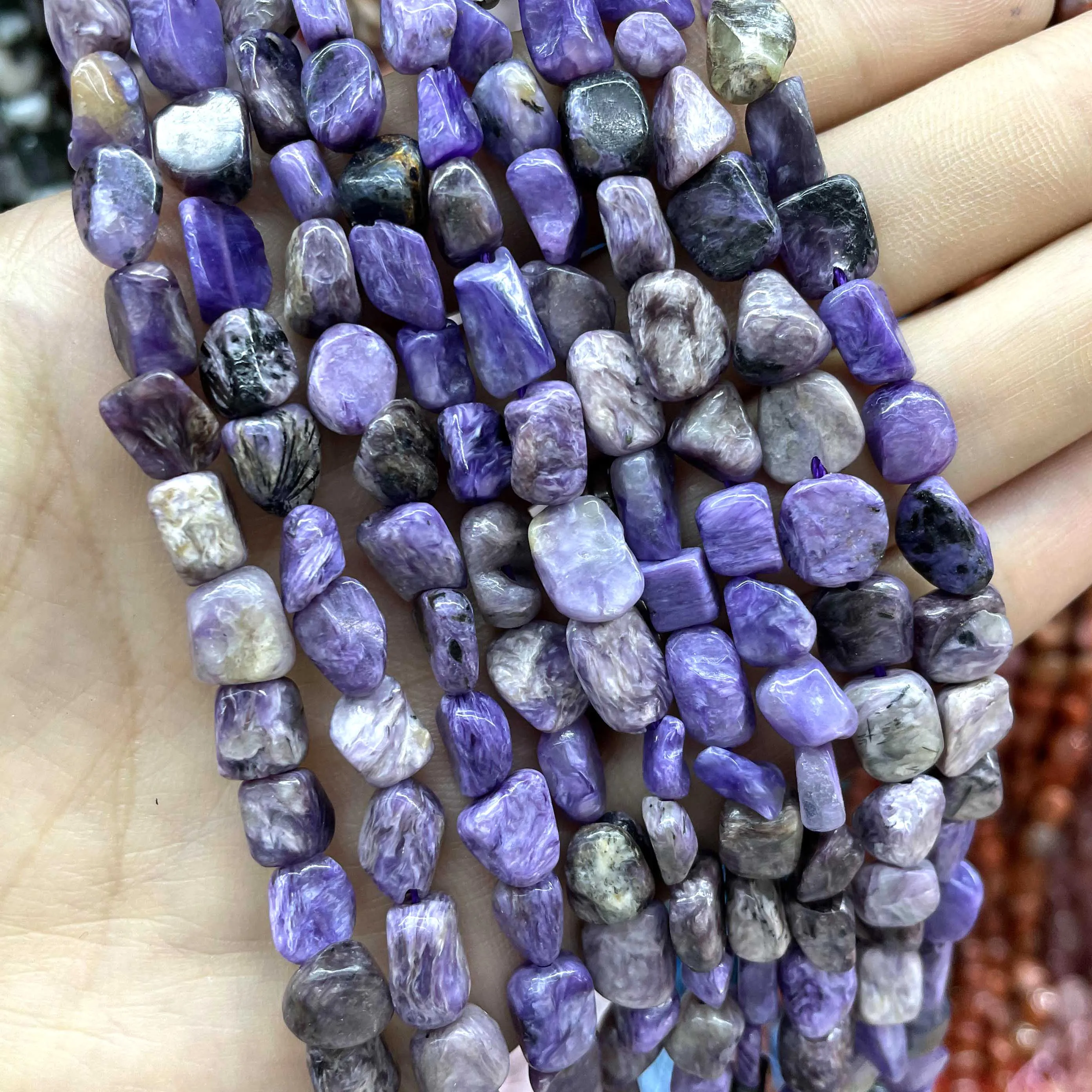 5-12mm Natural Genuine Charoite Purple Loose Spacer Stone Beads For Jewelry Making DIY Necklace Bracelet Accessories Material