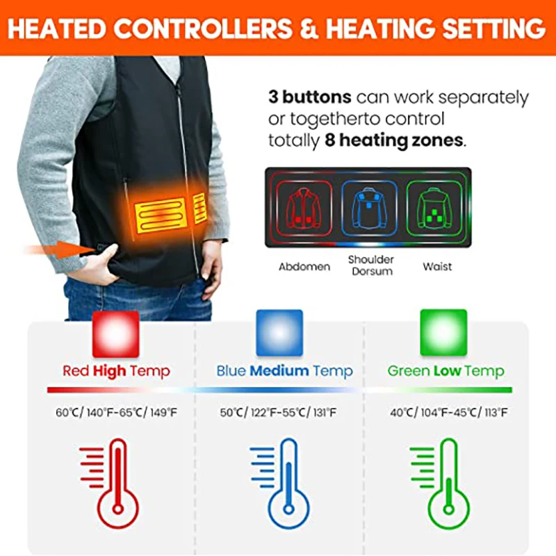 Heated Vest Winter Warm Camping athlet supplies fishing Men Jacket trekking Electric Heating Body Warmer Heating Pad hunting 열조끼