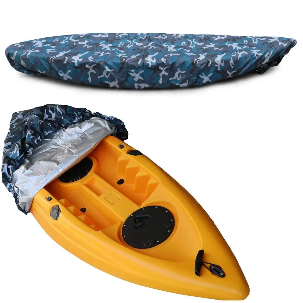 8 Sizes Universal Kayak Cover UV Resistant Waterproof Adjustable Canoe Boat Camouflage Storage Cover for 6.8-8.2ft kayak