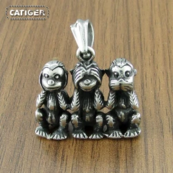 Fashion316L Stainless Steel Three Monkey Necklace Classic animal Simian Pendant Jewelry