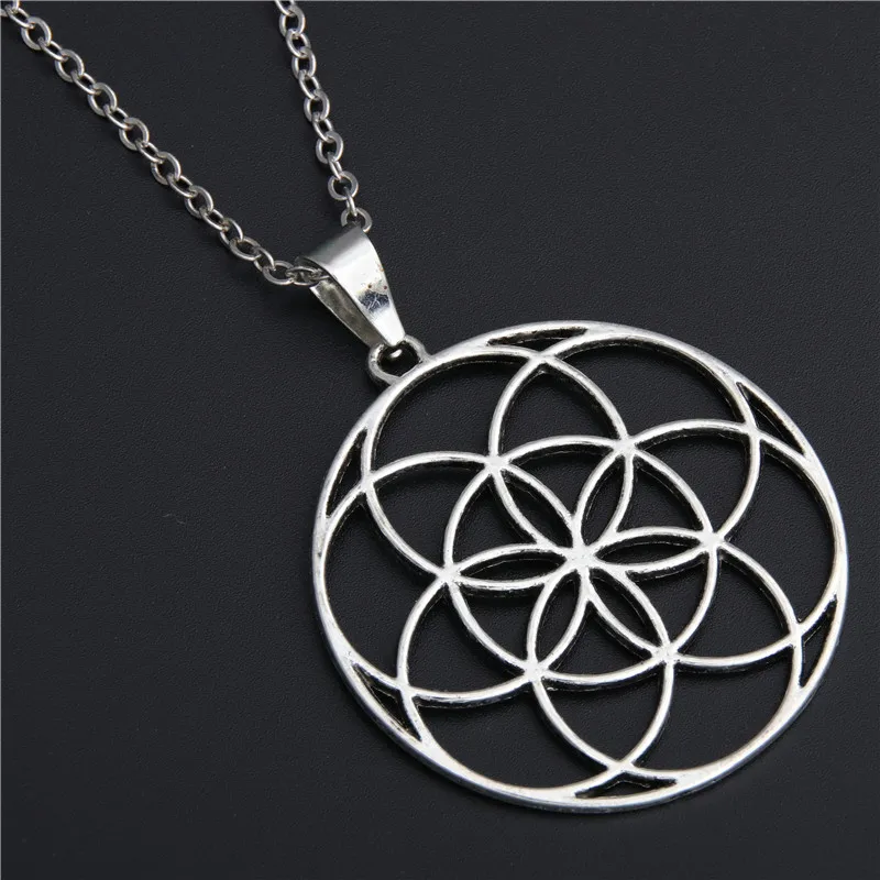 1pc Seed And Flower Of Life Yoga Jewelry Sacred Geometry Boho Jewelry Mandala Deer Pendant Necklace