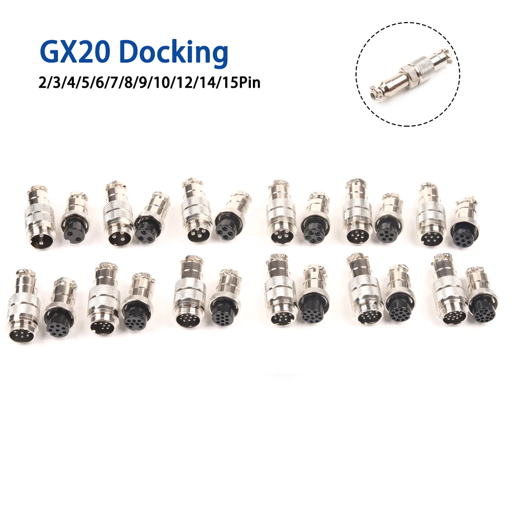 

1Set GX20 Butt type Aviation Connector 2/3/4/5/6/7/8/9/10/12/14/15 Pin Docking Electric Wire Connectors Plugs Sockets Connector