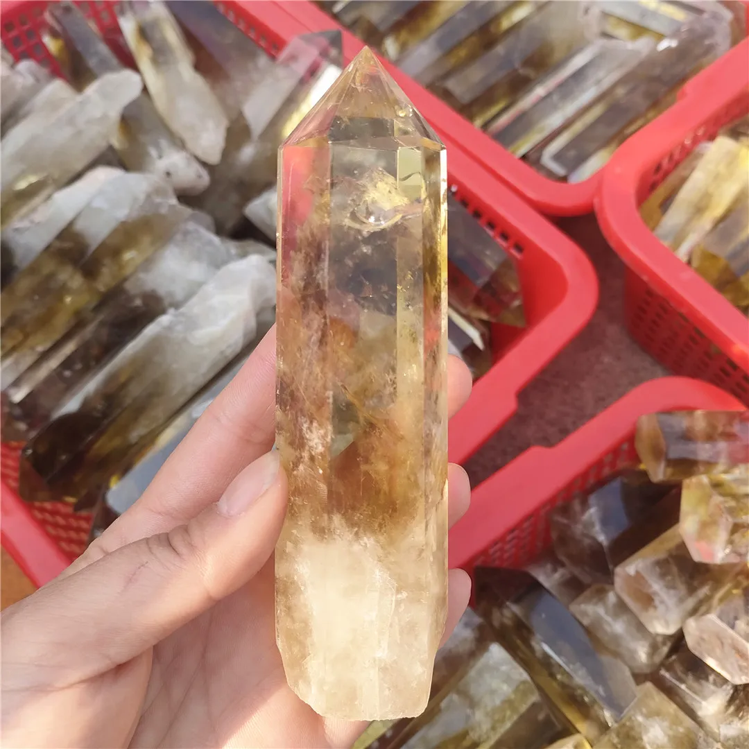 1-3pcs 220-250g Dropshipping Large Natural quartz crystal Tower Citrine quartz crystal wand point healing