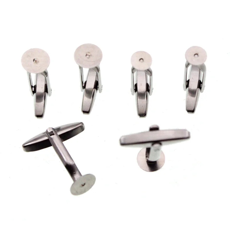 6pcs (No Fading) Stainless Steel Cufflinks Findings Cabochon Blank Base Fit 6 8 10 12 mm Jewelry Making Accessories Wholesale