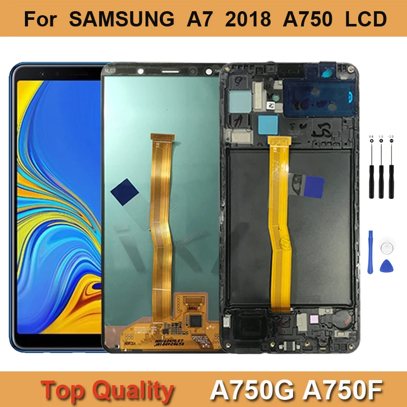 

6.0"For SAMSUNG Galaxy A7 2018 A750 A750F AMOLED Panel LCD Display Screen Repair Replacement Digitizer Assembly A750G With Frame