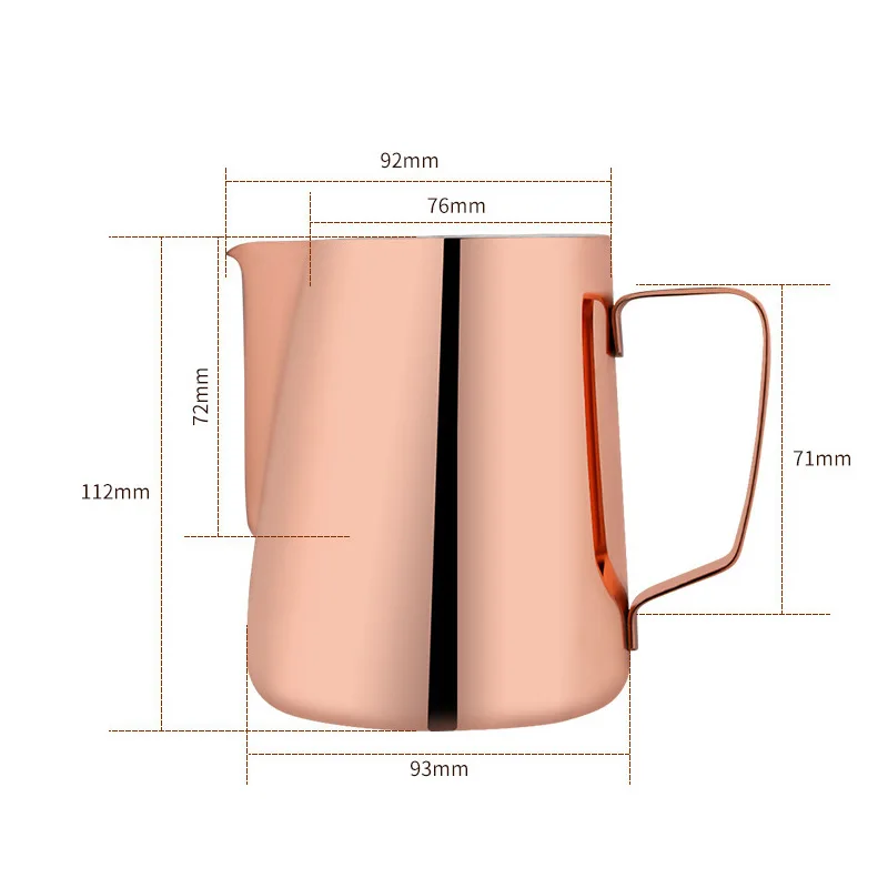 Rose Gold Milk Frothing Pitcher 600ml, Stainless Steel Pouring Jug Frother Cups for Coffee Cappuccino Latte Art