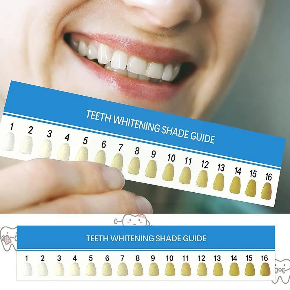 1pc 16 Colors Teeth Whitening Shade Guide Paper Chart Card For Tooth Whiter Effective Compare Professional Dental Supplies S2o0