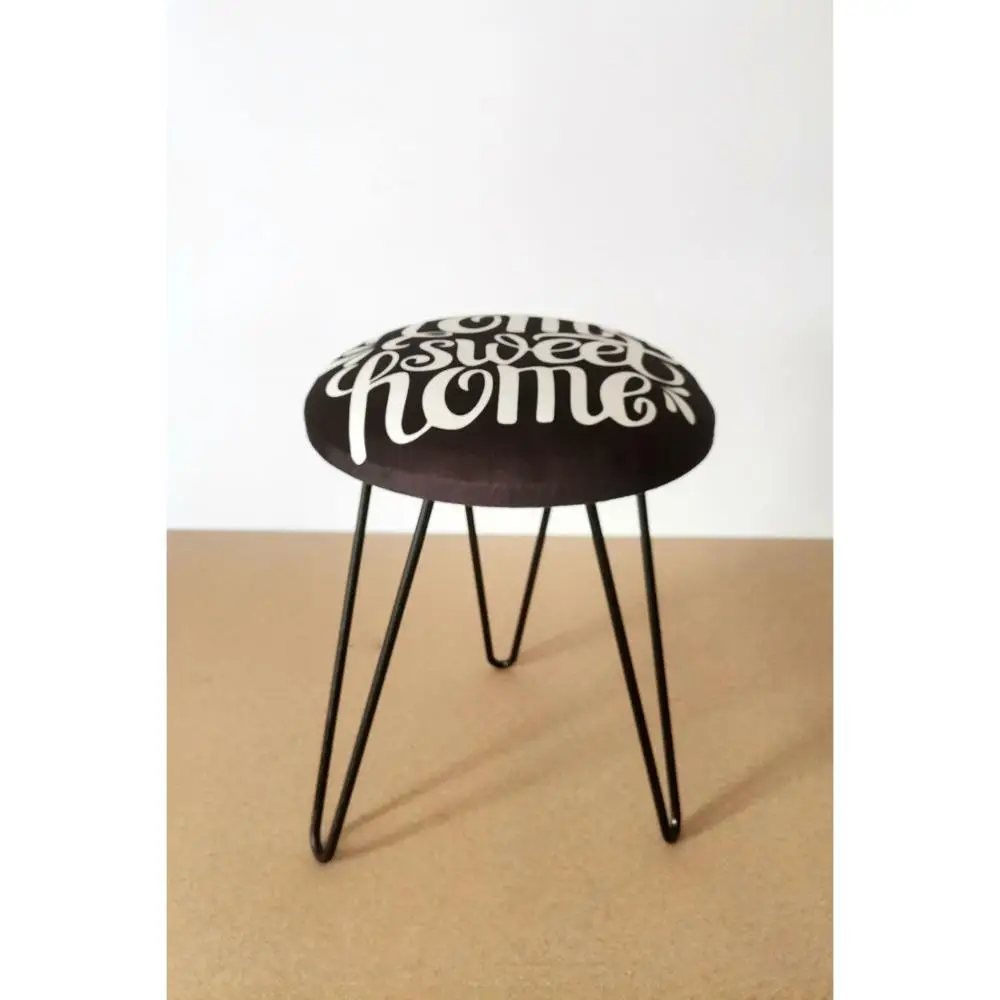 

Ligo Goods Home Sweet Digital Printed Metal Leg Black Round Pouf W: 36 H: 45 D: 35 cm Free Shipping From Turkey