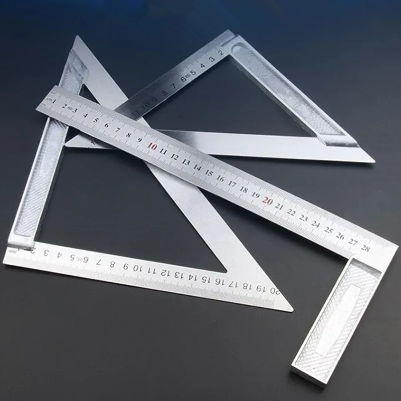 Aluminum Alloy Triangle Ruler 90 Degree Angle Metric Square Ruler Measuring Tools