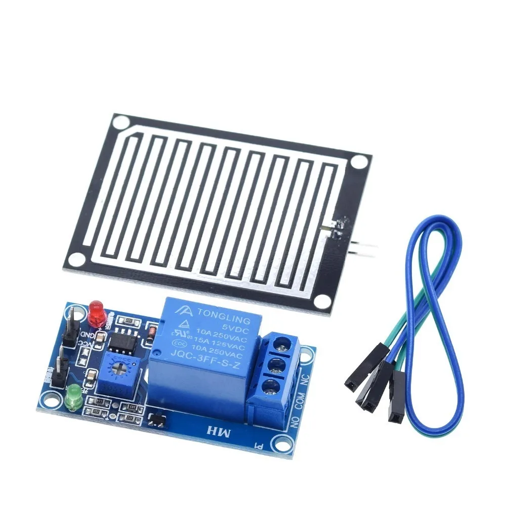 Schnee- und Regentropfen-Erkennungsmodul, Regen-Wetter-Modul, Feuchtigkeitssensor für Arduino, Relais-Steuerungsmodul, Regenwasser-Erkennungsmodul – Detail 5