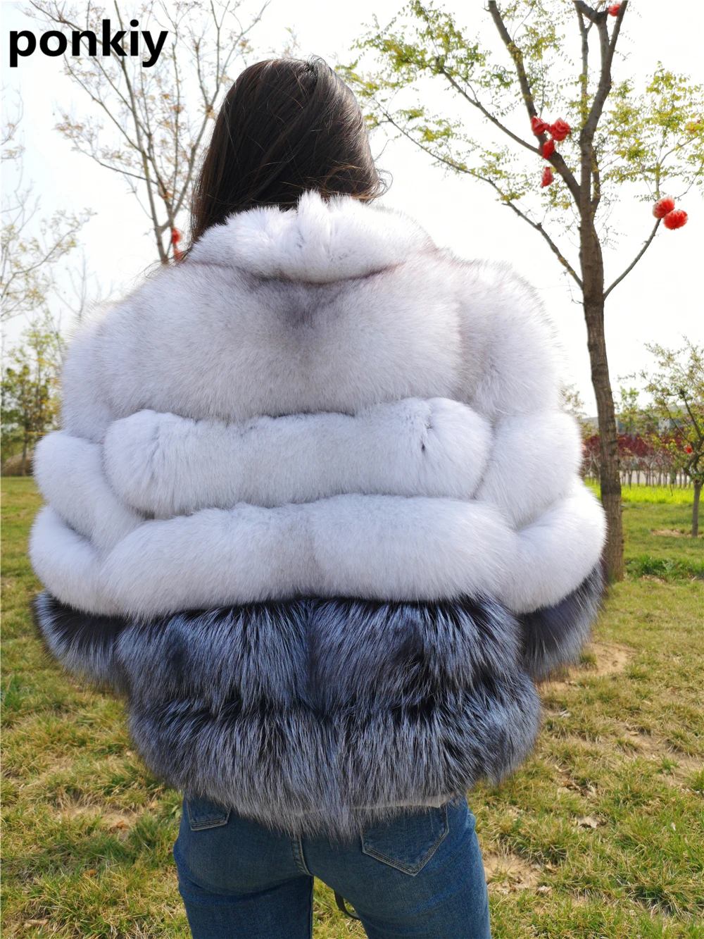 Real Fox Fur Coat for Women, Silver Fox Fur Coat, Short Jacket with Zipper, Genuine Leather, Female Winter Jacket,