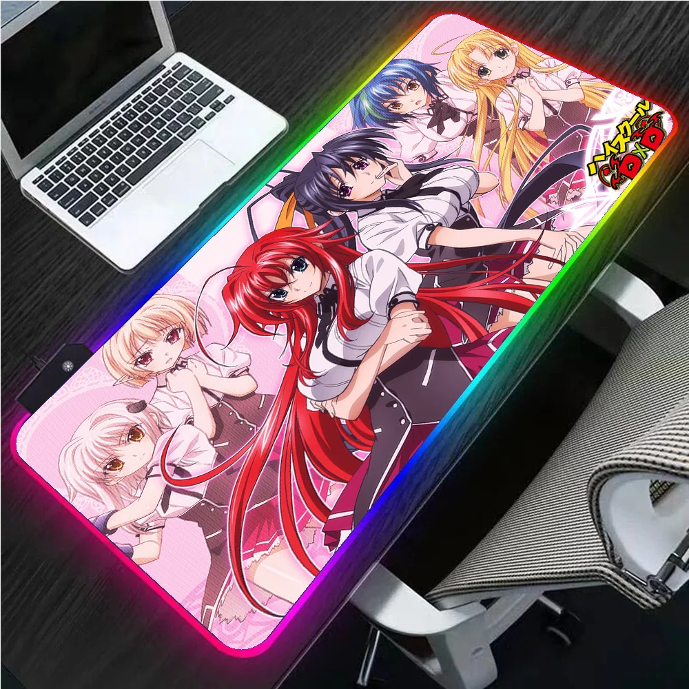 Sexy Anime Rgb High School DXD Colorful LED USB Mouse Pad Kawaii Game Accessories Sexy Girl PC Computer Keyboard Pad Gaming Desk