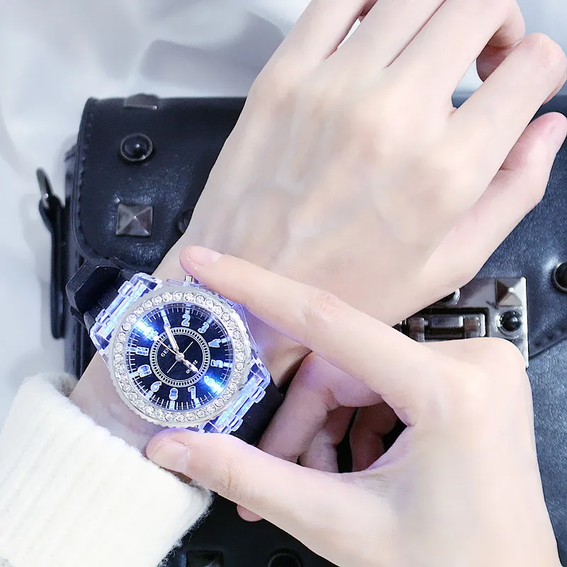 Luminous Watch Personality Trends Students Lovers Jellies Woman Men's Watches Colorful Light LED WristWatch Ins Watch's