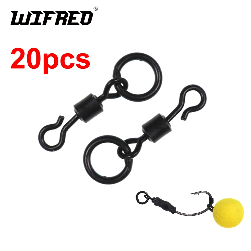 Wifreo 20pcs Size 7/ UK 11 Carp Fishing QC Ring Swivel Ronnie Rig Spring Rigs Making Terminal Tackle Hook Accessory