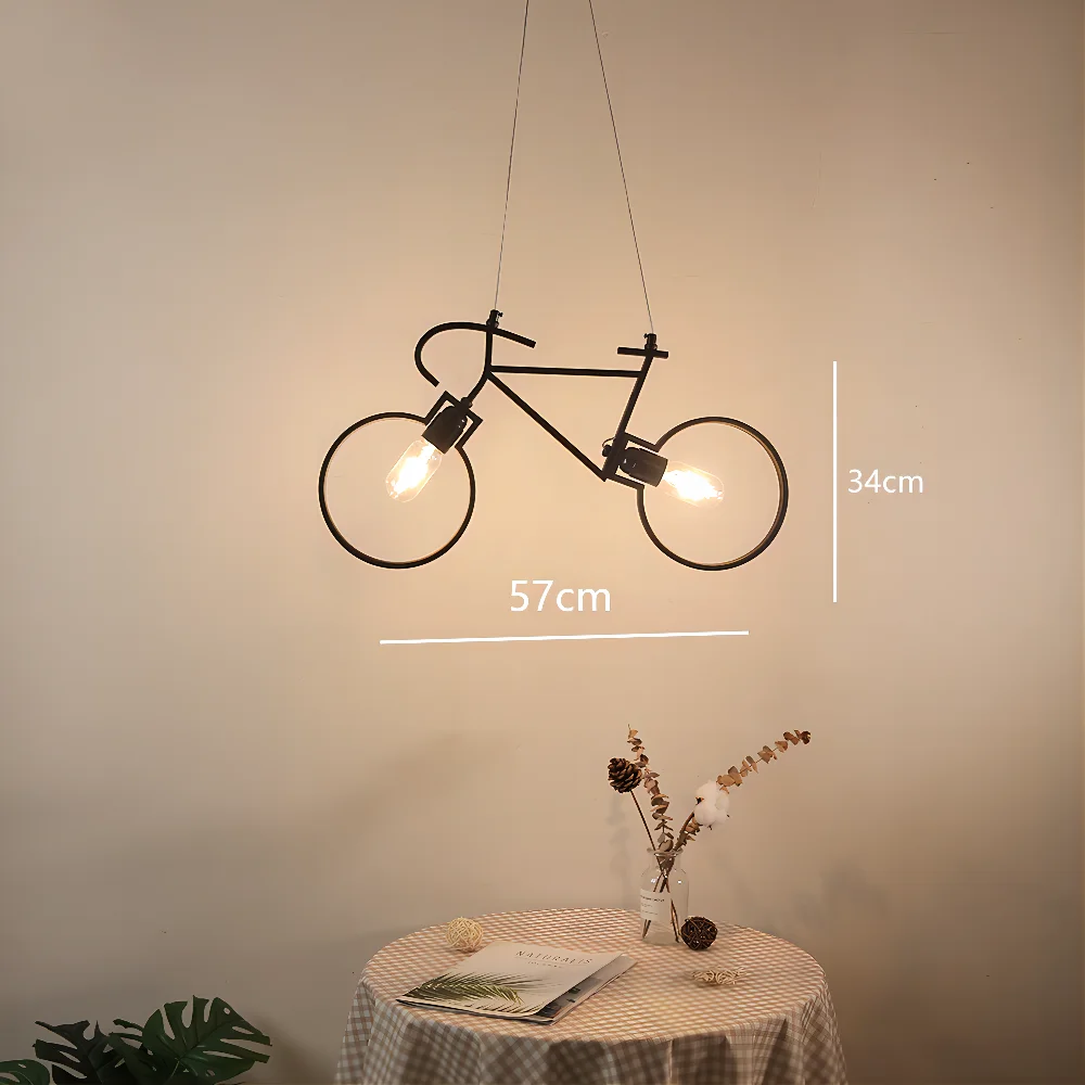 Imagem -02 - Luzes Pingente de Ferro Industrial do Vintage Bicicleta Hanglamp para o Quarto Sala Jantar Barra Decoração E27 Luminária Suspensão Loft Luminárias