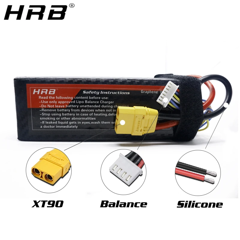 HRB Graphene 2S 3S 4S 5S 6S Lipo Battery 3000mah 3800mah 5000mah 6000mah 7.4V 11.1V 14.8V 18.5V 22.2V 100C XT90 EC5 RC Toy Parts