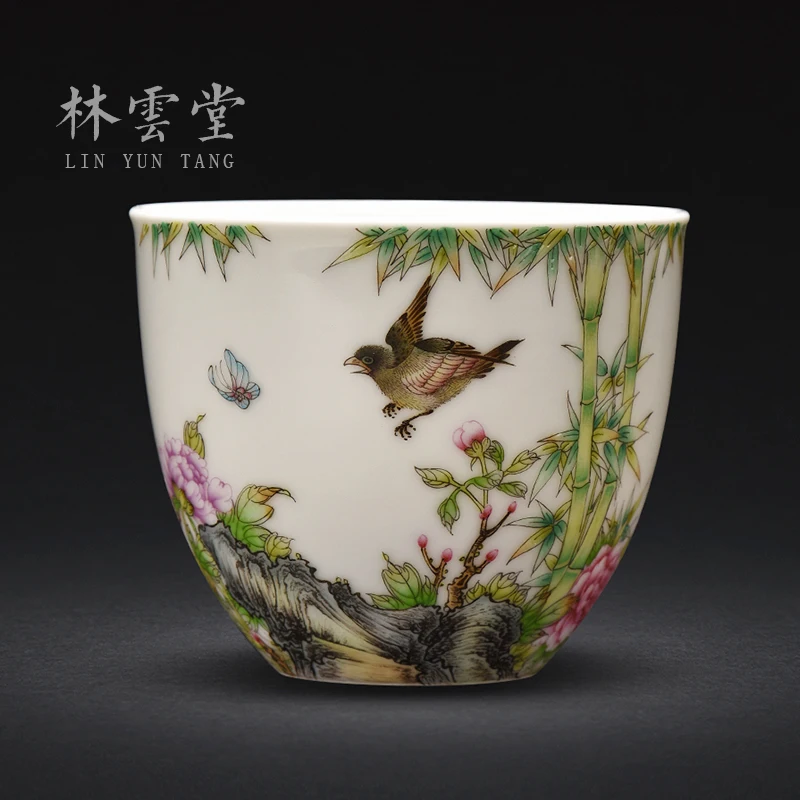 

Lin Yuntang master cup single cup kung fu tea cups jingdezhen high-grade powder enamel cup sample tea cup