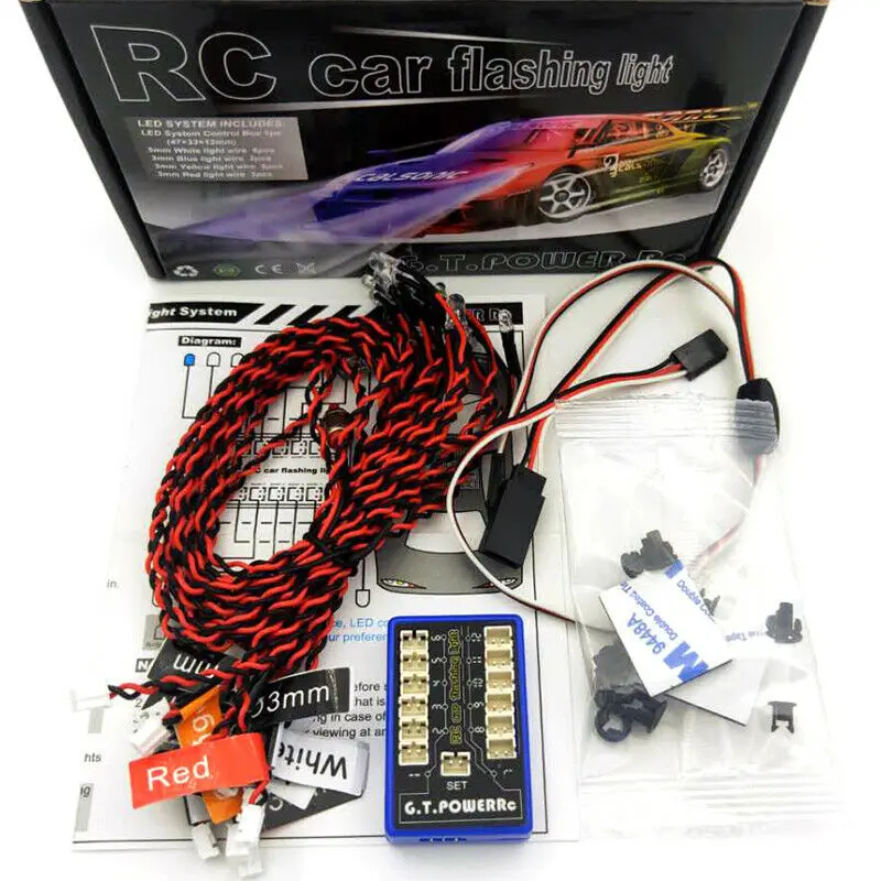 

GT POWER 12 LED Flashing Strobe Light control system is suitable for 1/10 1/8 TAMIYA Axial SCX10 Traxxas TRX4 RC Crawler Dift
