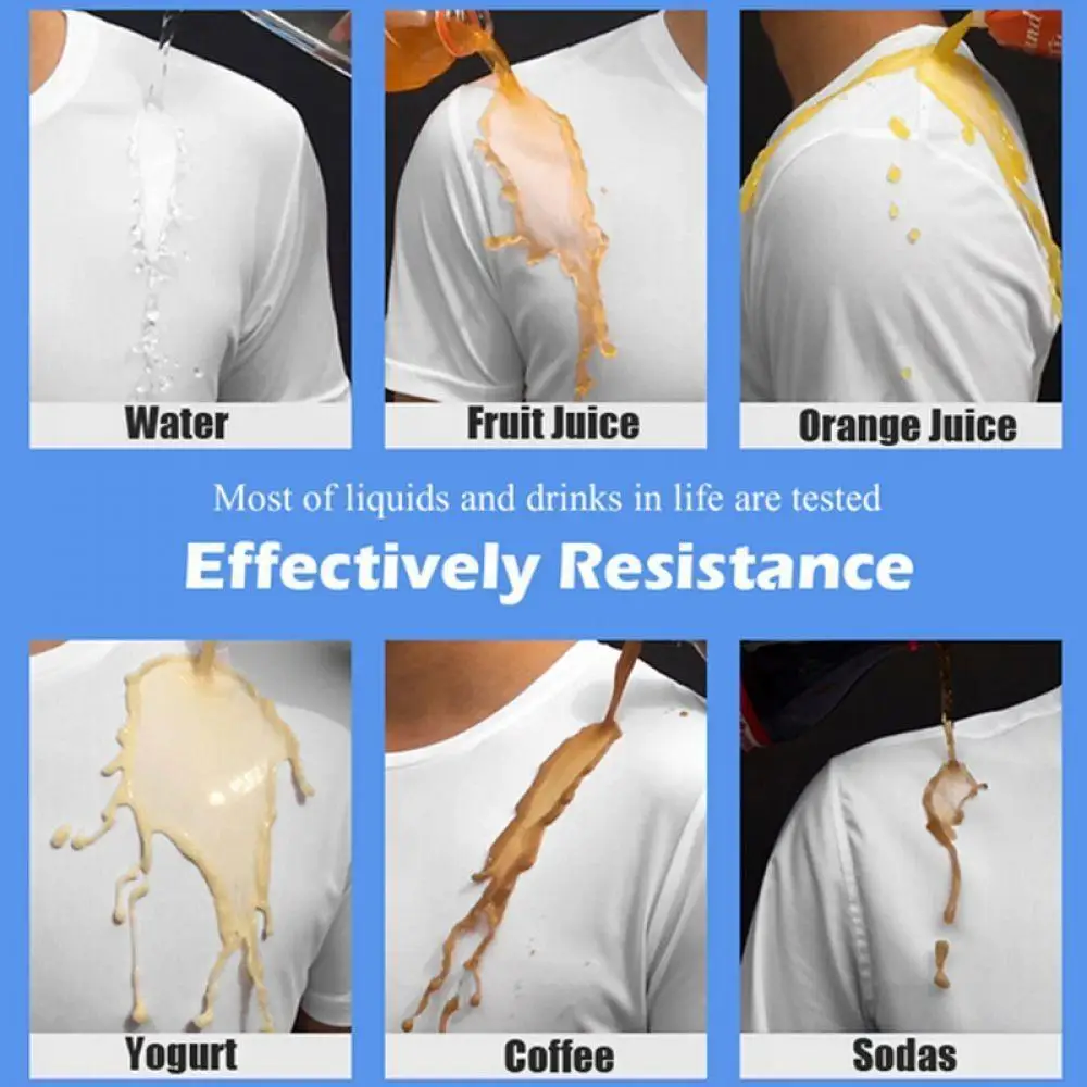 Anti-Dirty Waterproof Men T-Shirt Creative Hydrophobic Stainproof Breathable Antifouling Quick Dry Work Safety Clothing