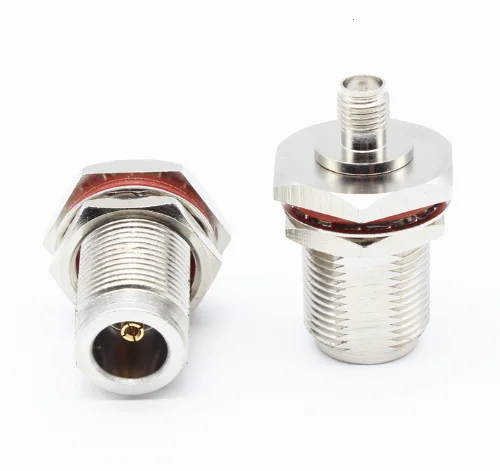 N Female To SMA Female O-ring Bulkhead Panel Mount Nut Nickel Plated Brass RF Coaxial  Adapter Connectors