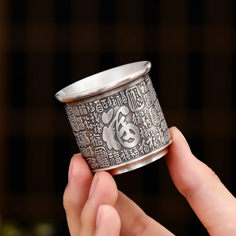 Pure Silver 999 Tea Cup, Kungfu Master Teacup, Peace Harmony, Fine Good Luck Cups, Office Tearoom, Home Supplies