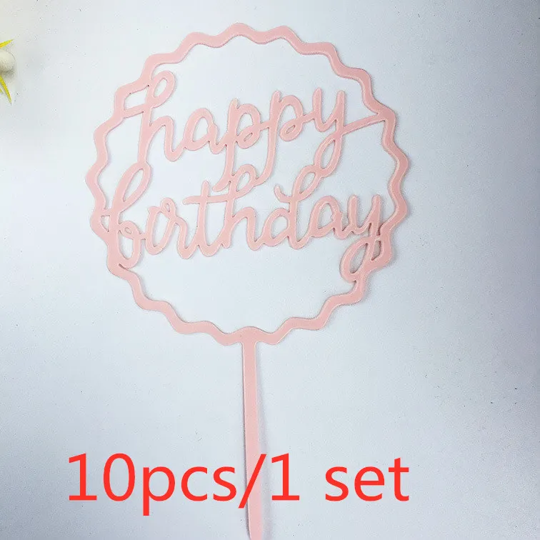 10 Stück/Set Love Happy Birthday Tortendekoration Gold Acryl Kinder Geburtstag Tortenaufsatz für Hochzeit Party Kuchen Dekorationen Babyparty – Detail 12