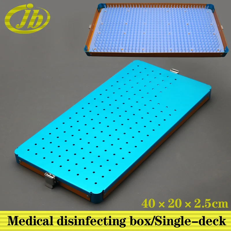 Medical disinfecting box surgical operating instrument single-deck aluminium alloy 40*20*2.5cm autoclave sterilization