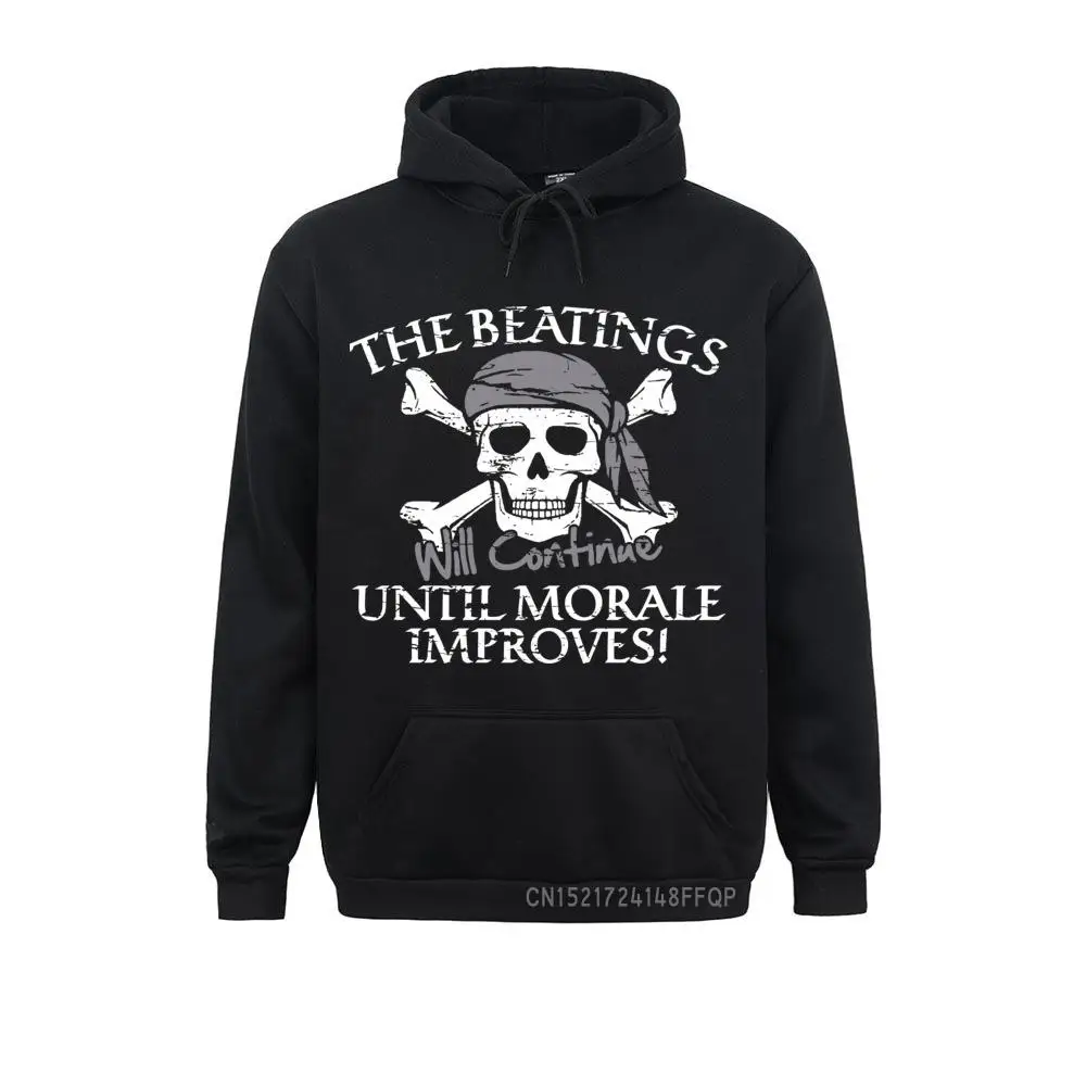 Retro Warm Men Hoodie Sweatshirt The Beatings Will Continue Until Moral Improves Skull Pirate Print Men Hoodies Pullover